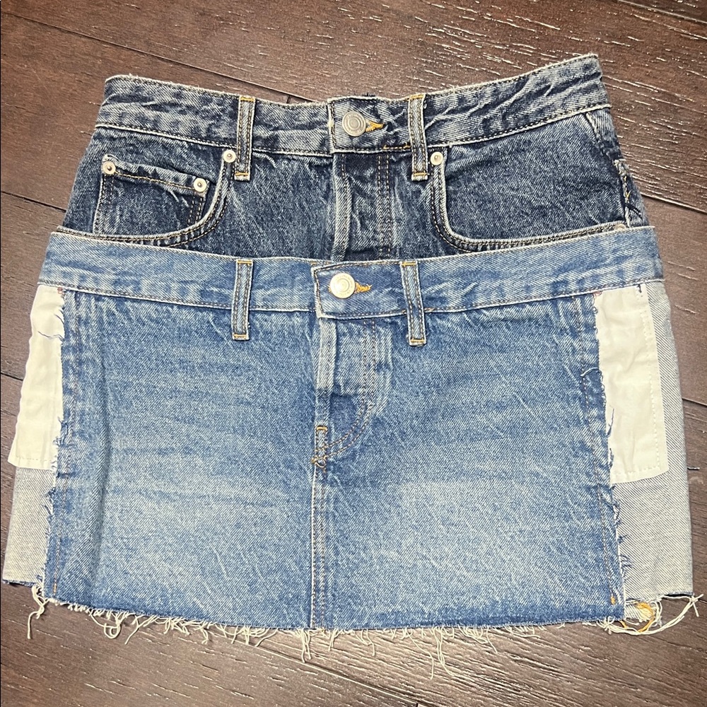 Zara Two-Tone Denim Mini Skirt